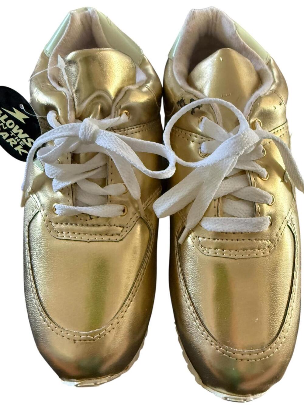 Gold Glow-in-the-Dark Lightning Sneakers – Size 5Y/6.5W